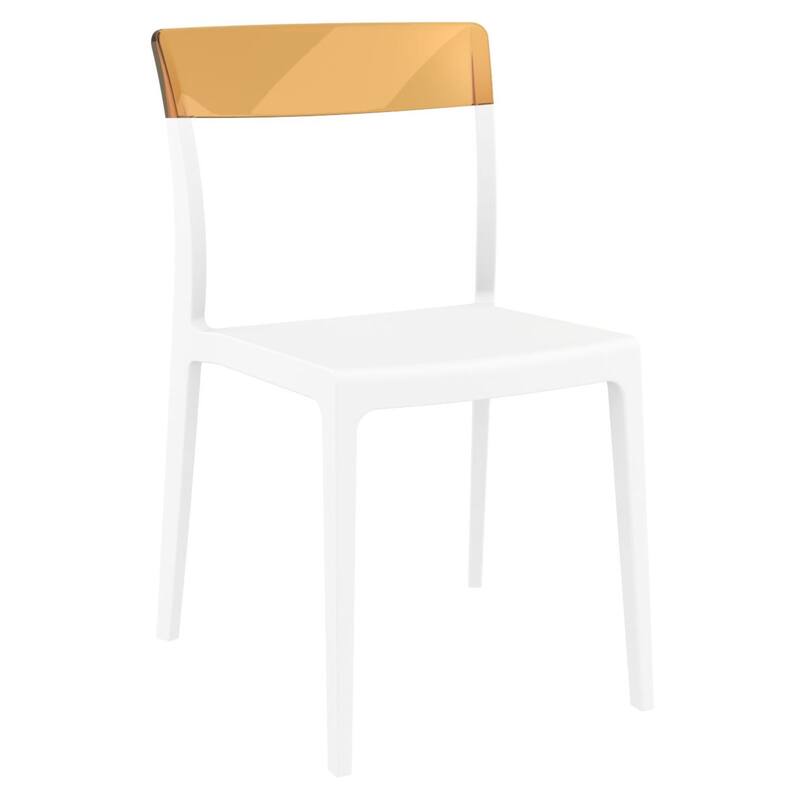 33" White and Amber Patio Dining Chair