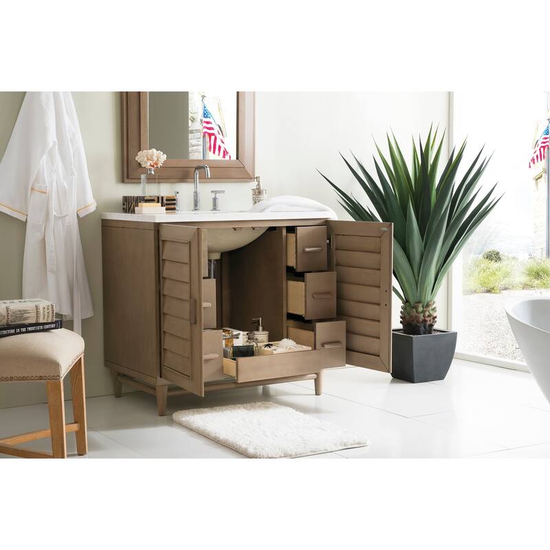 James Martin Vanities Portland 36" Single Vanity, Whitewashed Walnut - 36 x 23.5 x 34.3