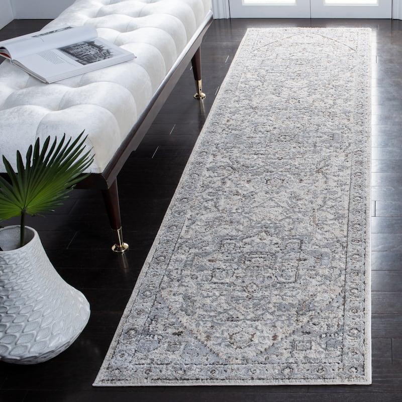 SAFAVIEH Mayflower Rediona Vintage Oriental Medallion Rug - 2'2" x 9' Runner - Beige/Light Blue