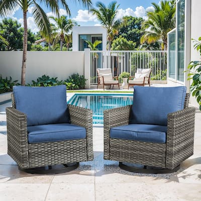 Pocassy Glider Chairs PE Wicker Swivel Chairs Set of 2