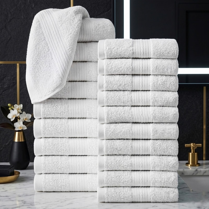 Ample Decor Spa Quality Ultra Soft Cotton Washcloths 12X12 Inch - 20 Pcs
