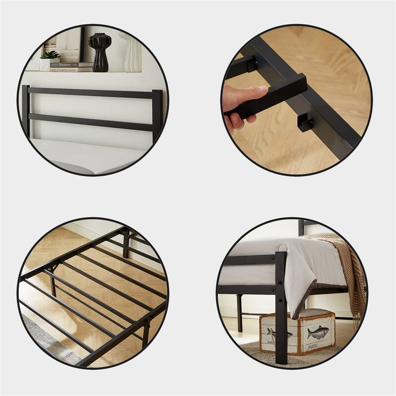 Twin Bed Frame with Headboard and Footboard