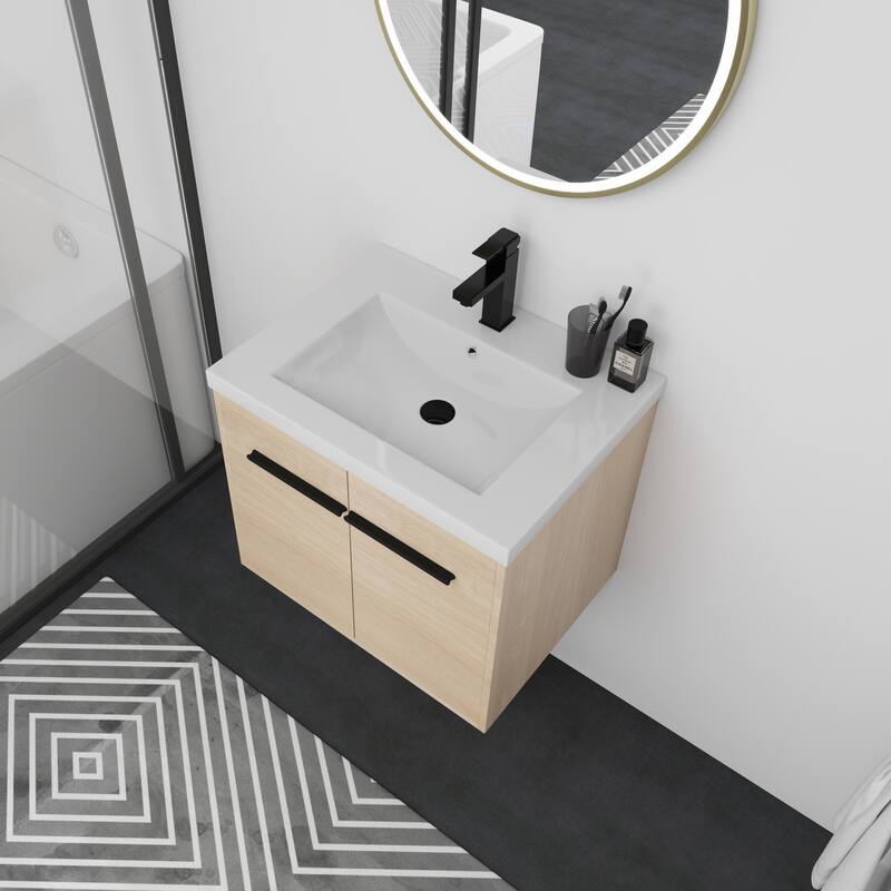 Malwee 24"/30"/36" Floating Bathroom Vanity, Wall Mounted Bathroom Vanity with Resin Sink,Soft Close Doors