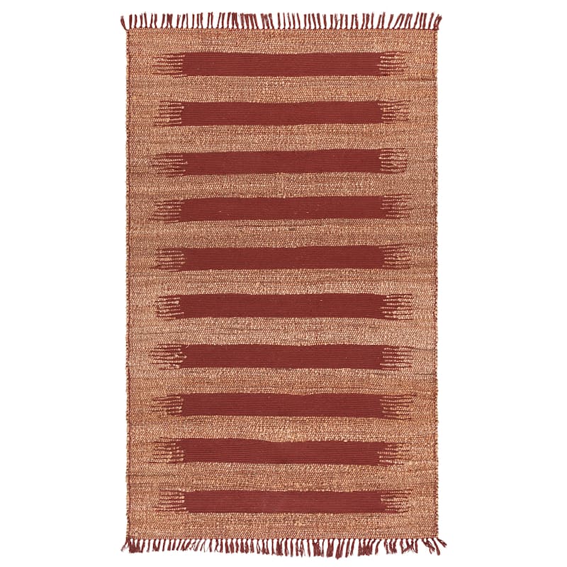SAFAVIEH Handmade Natural Fiber Julietta Jute & Cotton Rug - 5' x 8' - Natural/Rust