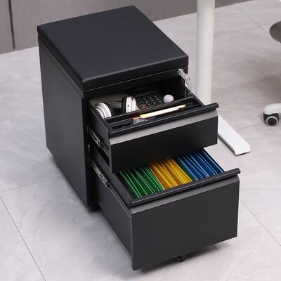 Mobile 2-Drawer File Cabinet Pedestal with Lock.