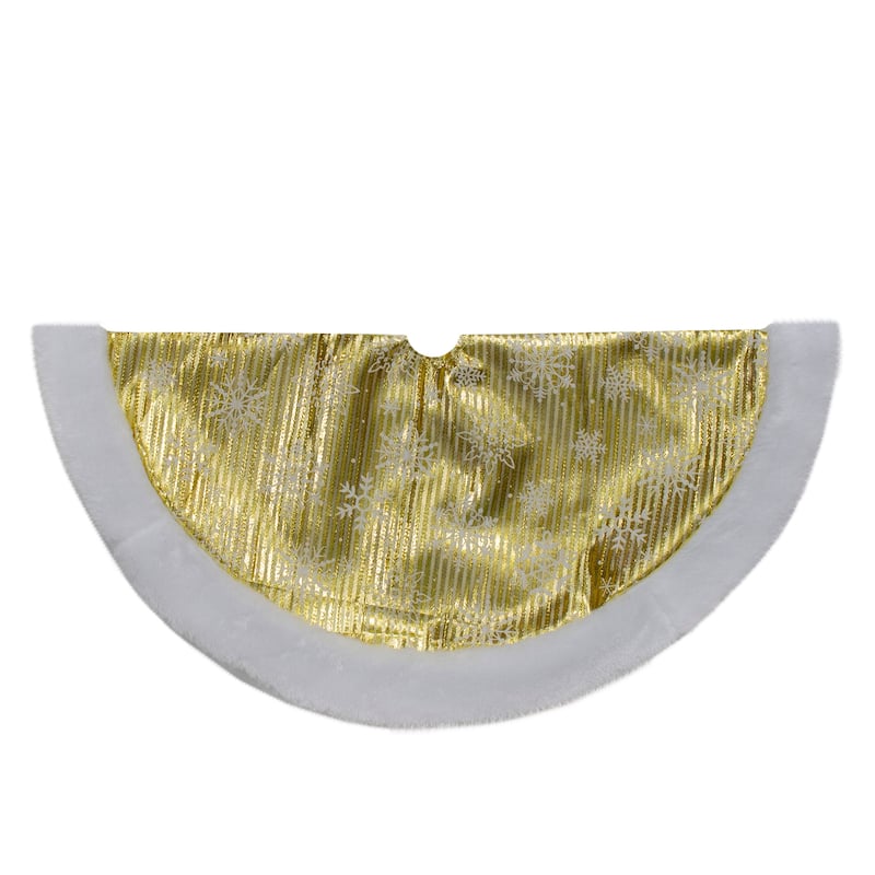 20-Inch Gold White Metallic Snowflake Print Mini Christmas Tree Skirt