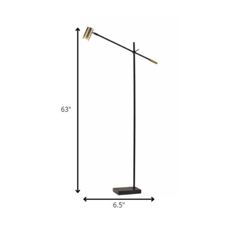 63” Adjustable LED Task Floor Lamp with 3-Way Dimmer Switch and Metal Drum Shade for Living Room - 63”H x 6.5”W x 30.5”D