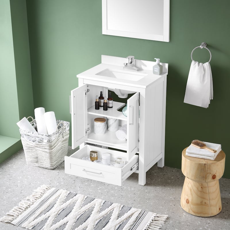 Ove Decors Kansas 24" Bathroom Vanity Top and Backslplash, White