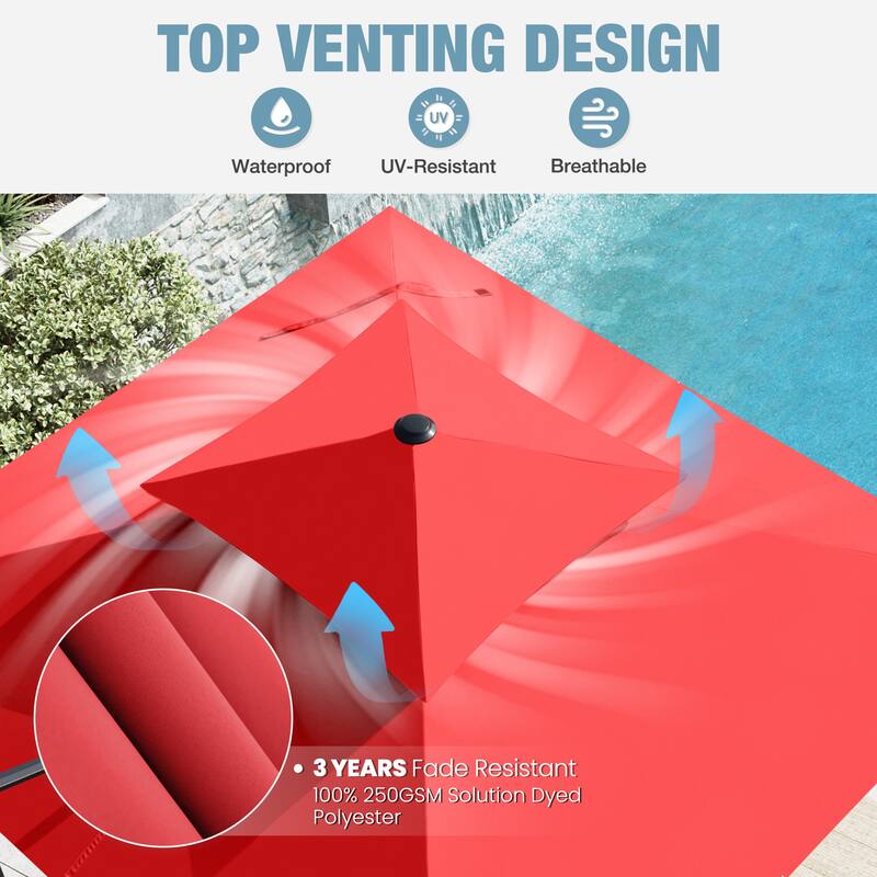 VredHom Double Top 10x10 FT Square Patio Cantilever Umbrella with Weight Base