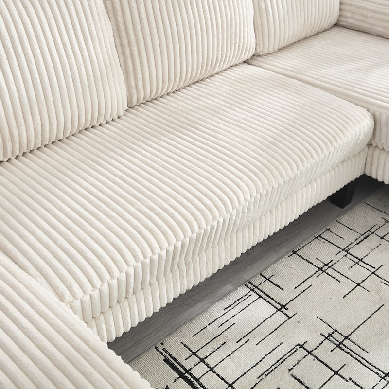 Symmetrical Corduroy Double Chaise Couch U-shaped Sectional Sofa