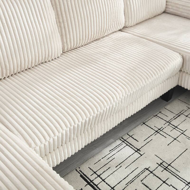 U-Shaped Modular Sectional Sofa with Double Chaise Lounge, Convertible Deep Seat Sleeper Sofa, Velvet Upholstered 4 Seater Sofa