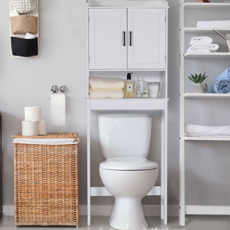 VEIKOUS Bathroom Over The Toilet Storage Cabinet Organizer With Doors and Shelves