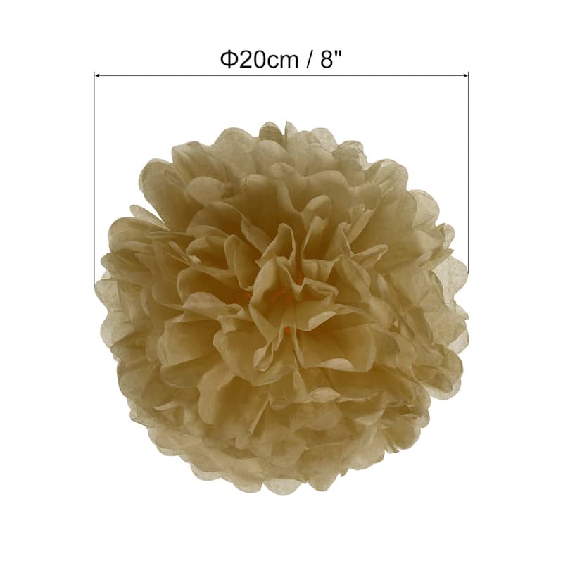 10Pcs Tissue Pom Poms Paper Flowers Ball Party Wedding Decor - Khaki