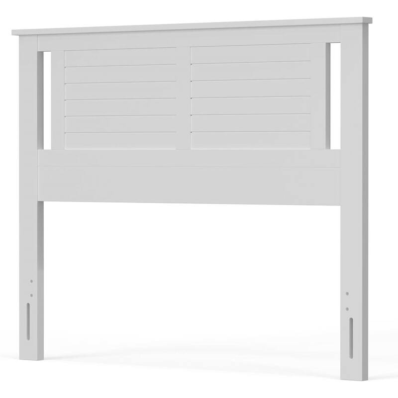 White Rubber Woode Headboard with Horizontal Slat Design for Standard Bed Frames