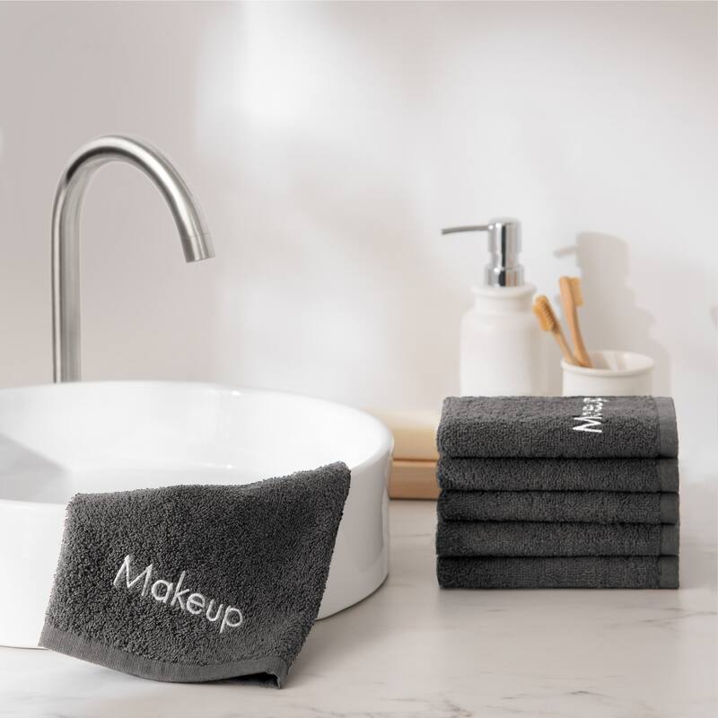 Cotton Embroidered Makeup Remover Towels - Set of 6