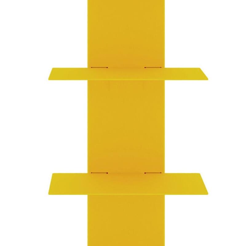 HomeRoots 38" Yellow Metal Six Shelf Modern Tower Bookcase