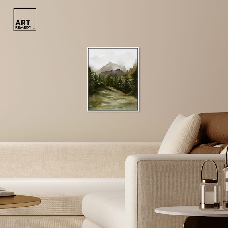 Art Remedy April Woodland Framed Landscape 1 Piece Canvas Wall Art Watercolor Style