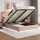 preview thumbnail 5 of 35, Upholstered Queen Hydraulic Storage Bed with RGB LED Light - Elegant Green Velvet Design