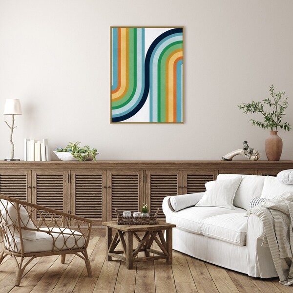 Colorful curved lines 2 by Vitor Costa Framed Canvas Wall Art