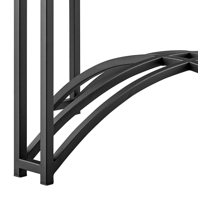 Tibet 48 Inch Glass and Black Iron Round Dining Table