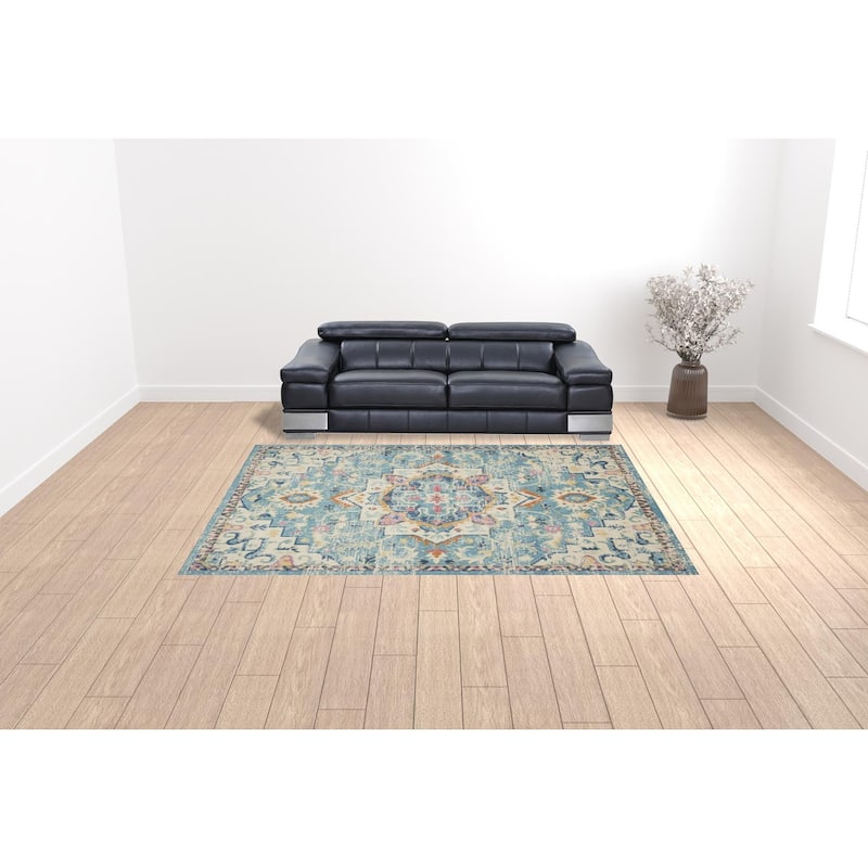 Rama Power Loomed Floral Area Rug By HomeRoots - 9' x 12'