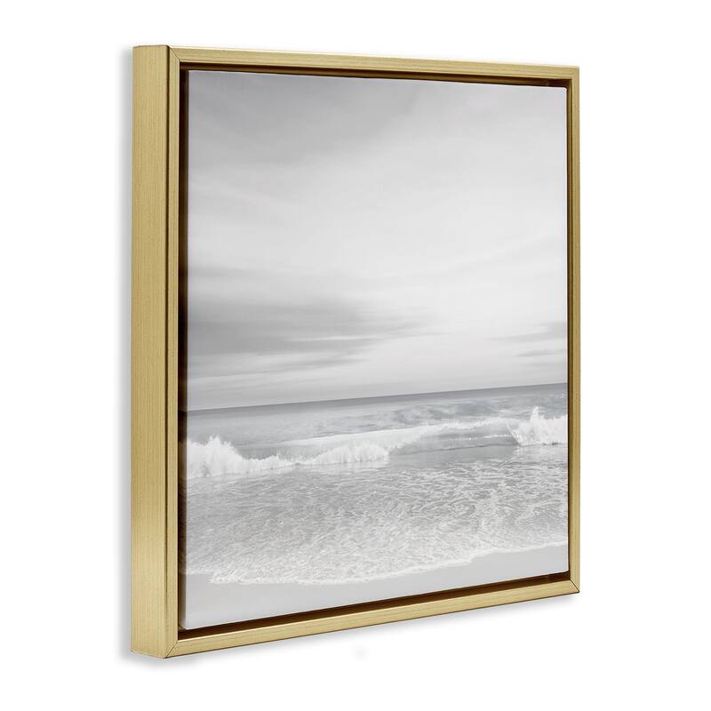 Stupell Soft Peaceful Beach Waves Framed Floater Canvas Wall Art Design By Maggie Olsen