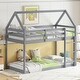preview thumbnail 8 of 9, Twin over Twin Size Rubber Wood Floor Bunk Bed with ladder and Guardrails