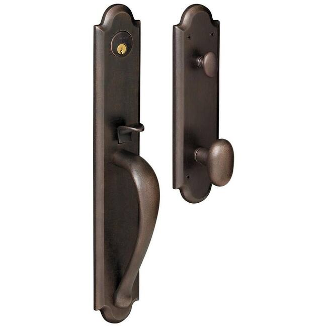 Baldwin Boulder Full Escutcheon Single Cylinder Handleset with Oval - Distressed Oil Rubbed Bronze