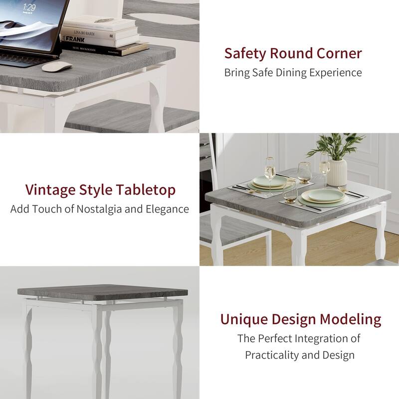 3 Piece Dining Table Set, with Spiral Legs