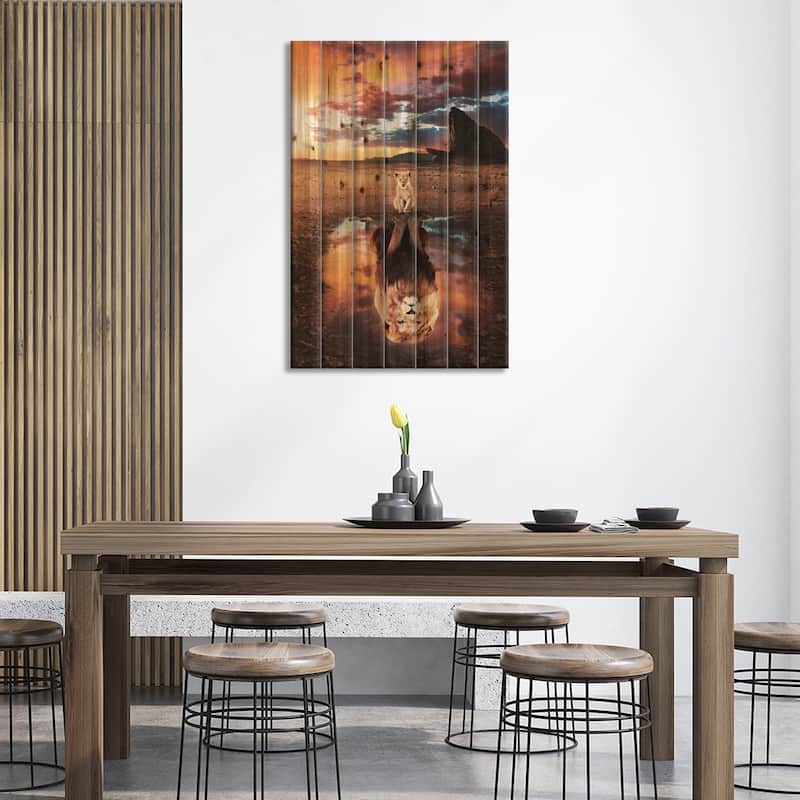 Lion King Print On Wood by Ruvim Noga - Multi-Color