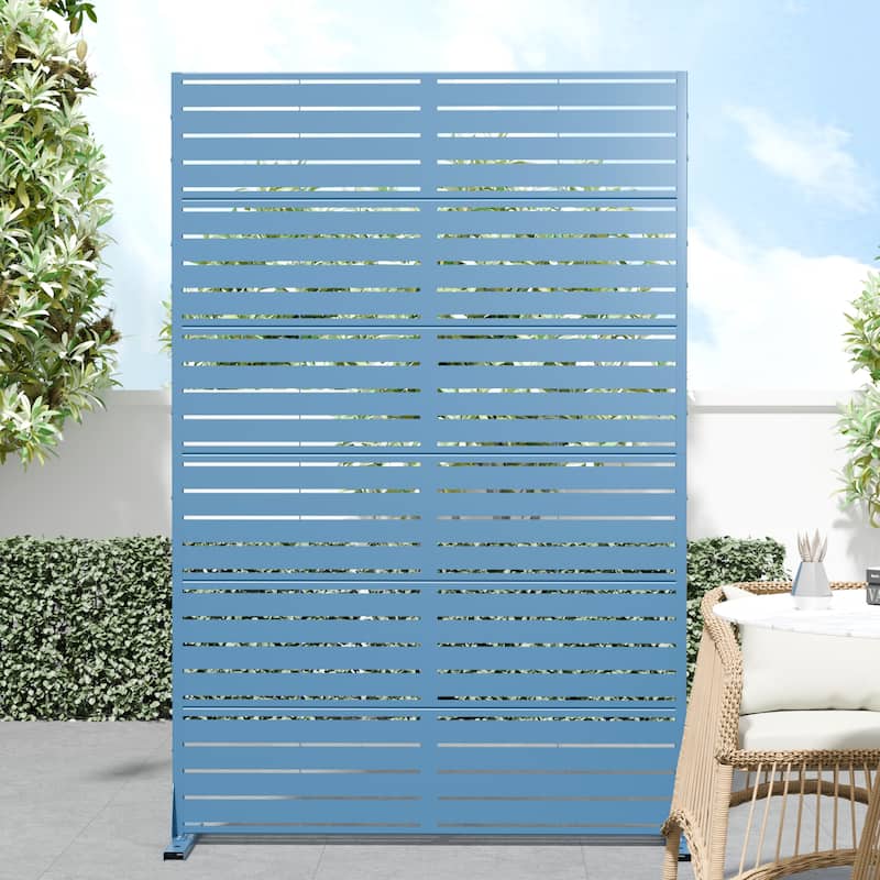 Dovelina 6ft.Outdoor Freestanding Metal Privacy Screen Decorative Garden Fence - 72"x47" - Blue