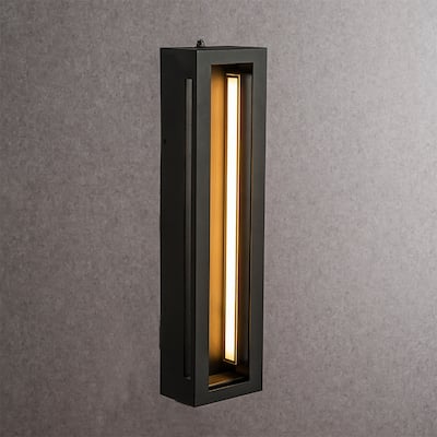 CraftHome Modern Outdoor Wall Light with Dusk to Dawn Sensor Linear Matte Black with Acrylic Shade for Porch Garage - W5''