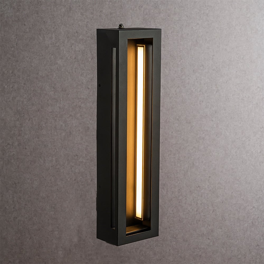 CraftHome Modern Outdoor Wall Light with Dusk to Dawn Sensor Linear Matte Black with Acrylic Shade for Porch Garage - W5''