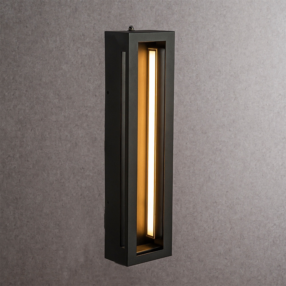 CraftHome Modern Outdoor Wall Light with Dusk to Dawn Sensor Linear Matte Black with Acrylic Shade for Porch Garage - W5''