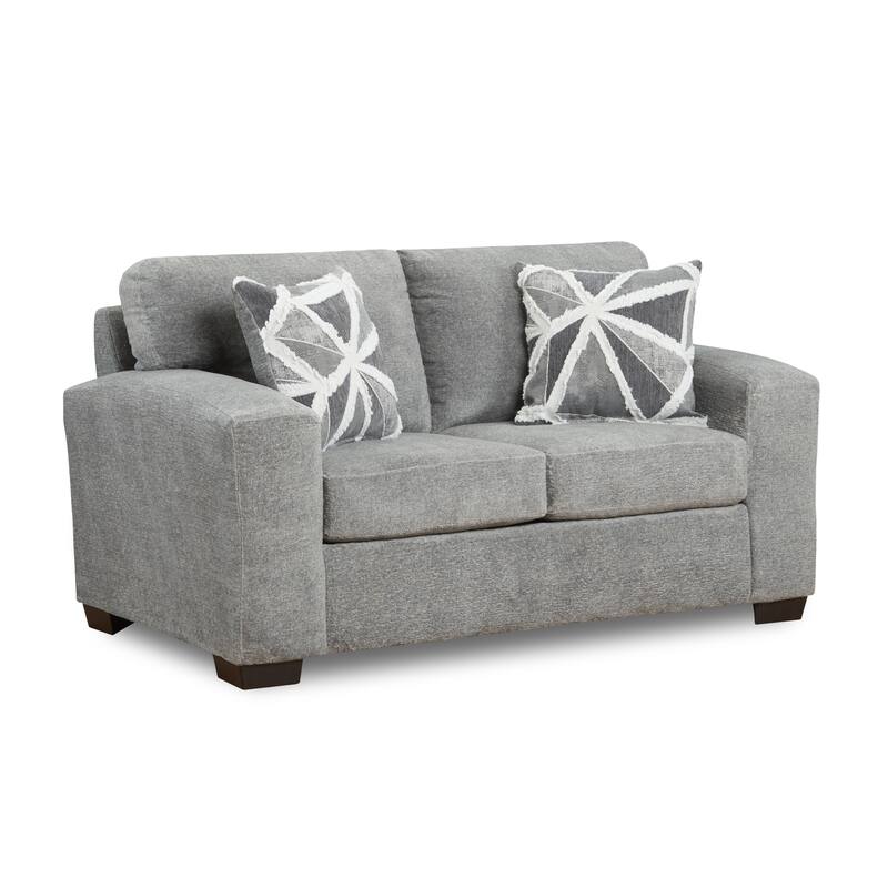 Roundhill Furniture Arden Living Room Chenille Upholstered Loveseat, Posh Gray - N/A