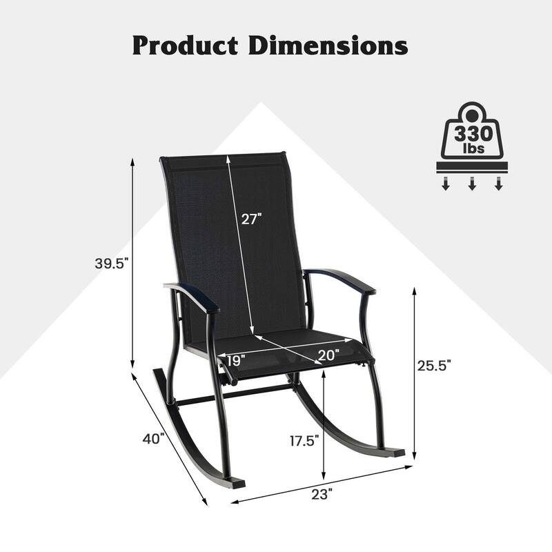 Gymax Set of 2 Outdoor Rocking Chair Patio Rocker w/ Breathable Fabric
