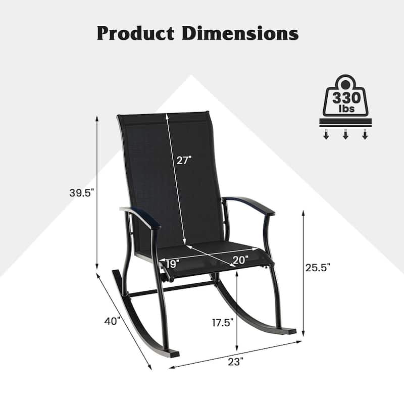 Gymax Set of 4 Outdoor Rocking Chair Patio Rocker w/ Breathable Fabric