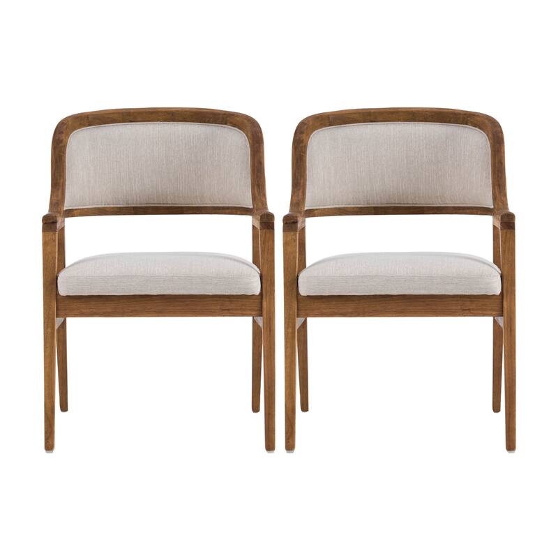 Christopher Knight Home - Harlowe Mid-Century Modern Upholstered Dining Chairs Set of 2 with Solid Ruberwood Legs