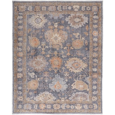 Tierney Eco Friendly PET Oushak Rug, Stone Blue/Apricot Tan, Area Rug