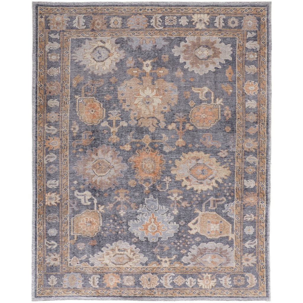 Tierney Eco Friendly PET Oushak Rug, Stone Blue/Apricot Tan, Area Rug