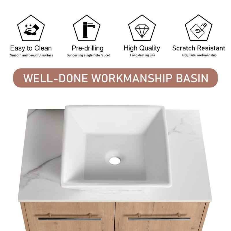 BNK 24"/30" Single Sink Bathroom Vanity with Soft Close Door, Modern Floating Vanity