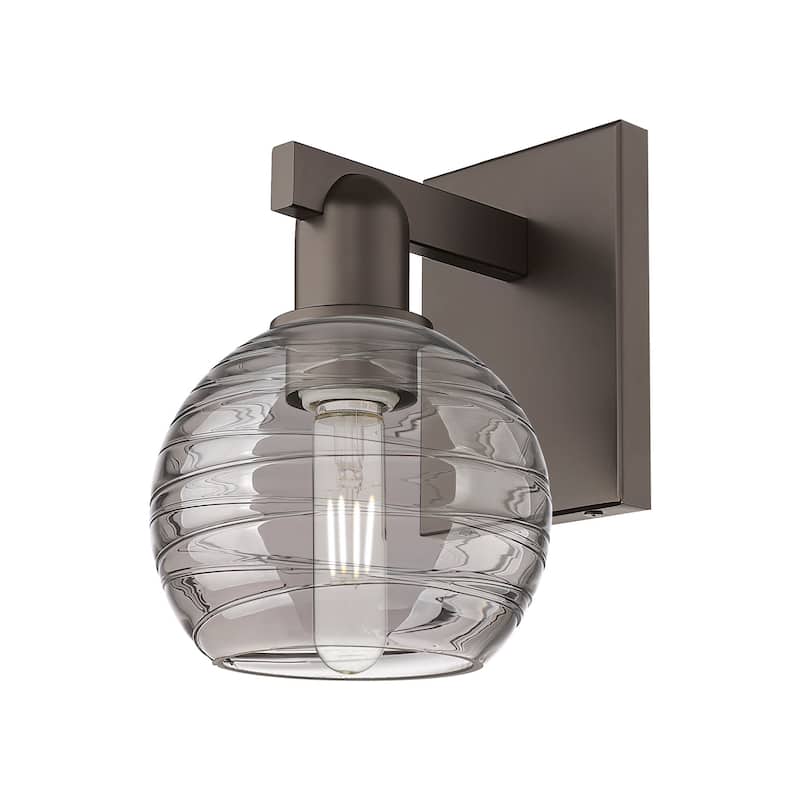 Innovations Lighting 716-1W-11-8 Athens Deco Swirl Sconce Athens Deco - Oil Rubbed Bronze / Light Smoke Deco Swirl