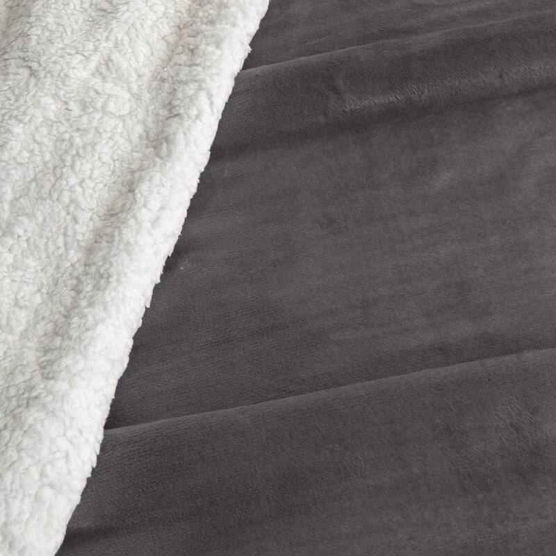 Linery & Co. Velvet Plush Reversible Sherpa Throw Blanket