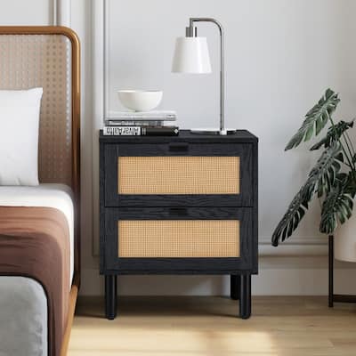 Orre Brown and Black Nightstand 2 Drawers