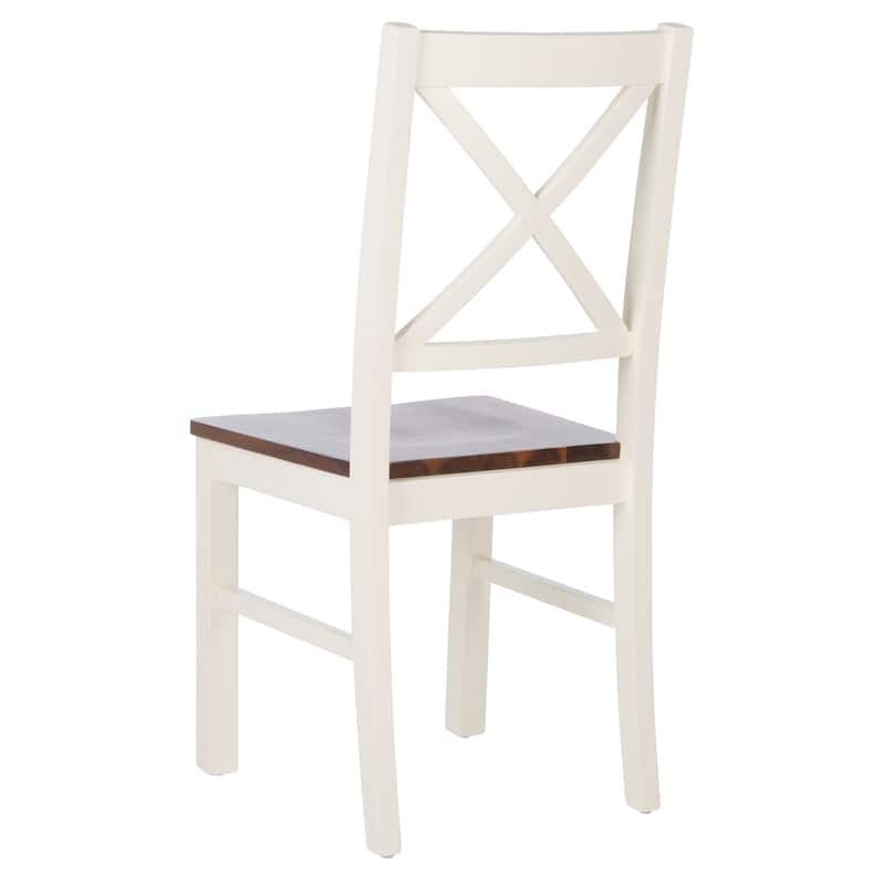 SAFAVIEH Concetta White/Natural Dining Chair - 17.5" W x 19.5" L x 37" H - 18"W x 20"D x 37"H