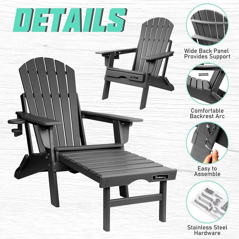 Vrakae Folding and Adjustable Adirondack Chair with Ottoman