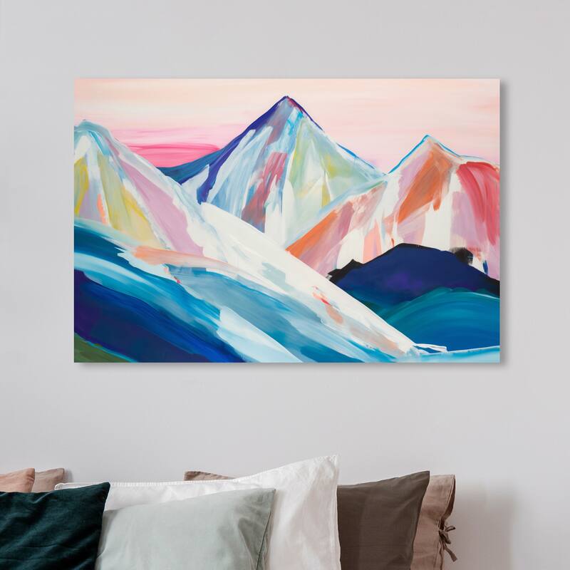 Wynwood Studio Abstract Ice Mountains in Pastels Blue and Modern & Contemporary Wall Art Canvas Print - 36 x 54