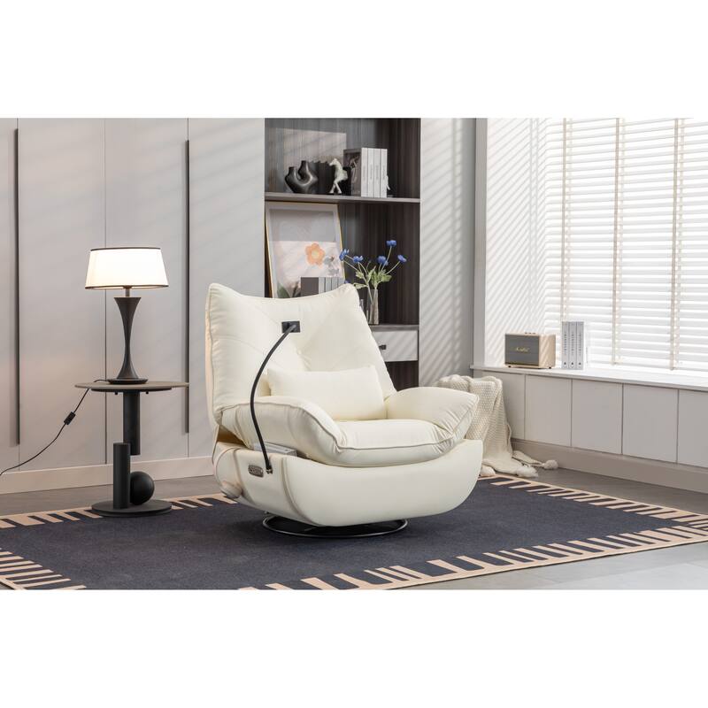 270° Swivel Glider Recliner Chair, Power Recliner with USB Port, Atmosphere Lamp