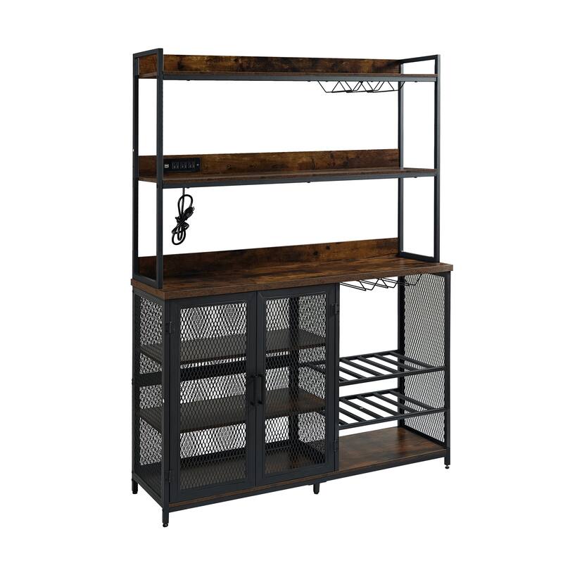 Coffee Bar Cabinet with Power Outlet