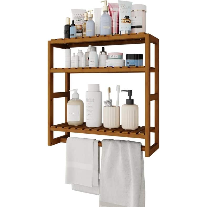 Bamboo Floating Shelves Bathroom Storage 3-Tier